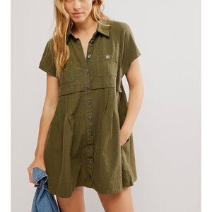 🆕 FREE PEOPLE Ronnie Poplin Mini Dress / Garden Snake